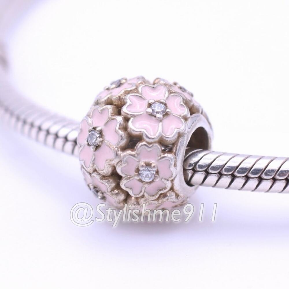 Authentic PANDORA Primrose Meadow Charm with Light Pink Enamel